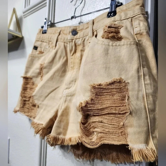 Kancan Washed High-Rise Distressed Shorts Sz Small Festival Beach Summer Boho - Picture 8 of 10